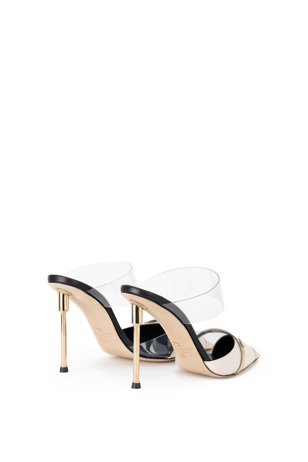 Leather and PVC sabot shoes - Elisabetta Franchi® Outlet