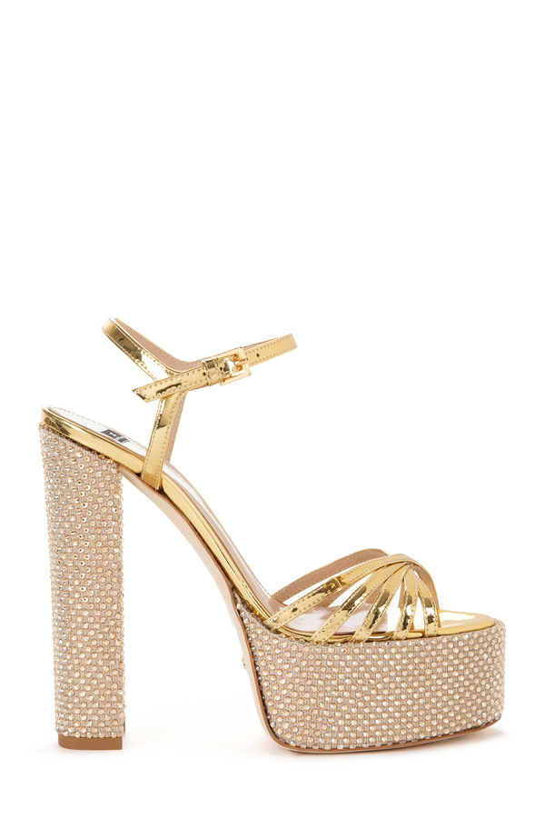 Platform sandal in metallic fabric - Elisabetta Franchi® Outlet