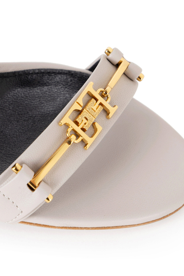Leather sandals with horsebit - Elisabetta Franchi® Outlet