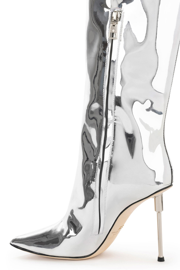Over-the-knee boots in reflective fabric - Elisabetta Franchi® Outlet