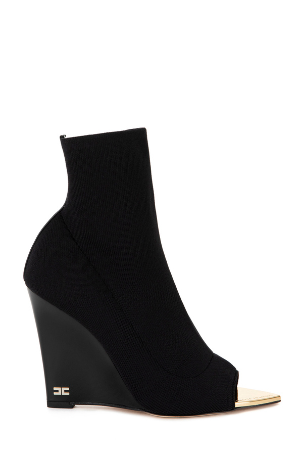 Bottines en tricot avec semelle compensée et bout ouvert - Elisabetta Franchi® Outlet