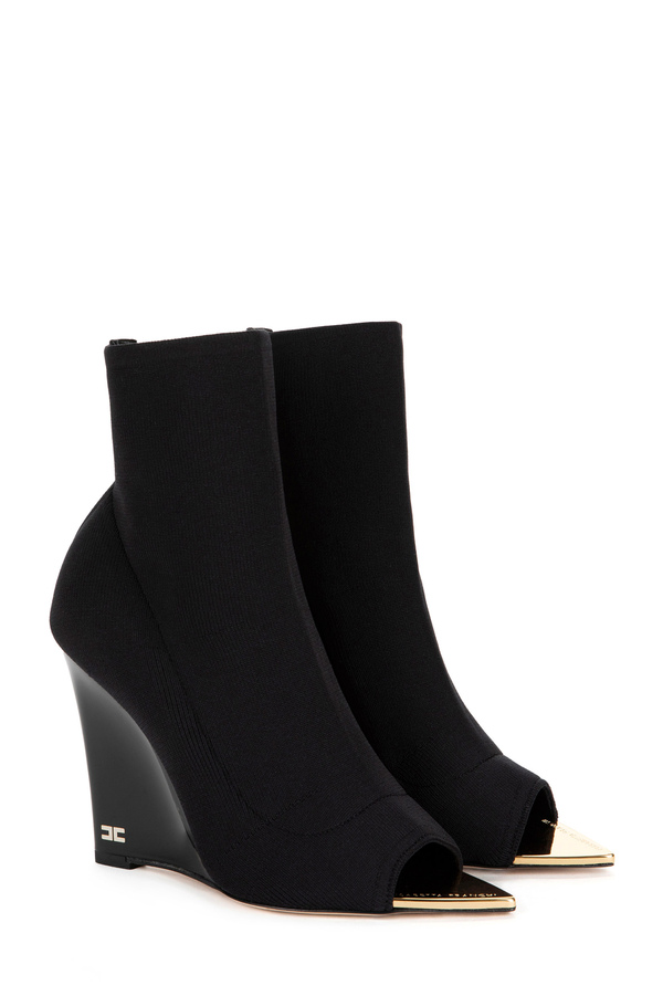 Bottines en tricot avec semelle compensée et bout ouvert - Elisabetta Franchi® Outlet