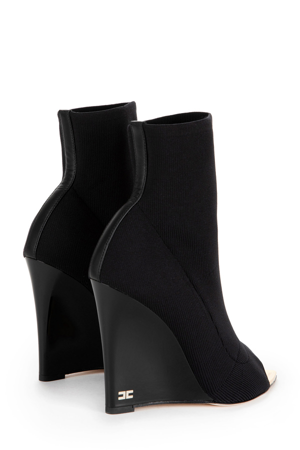 Bottines en tricot avec semelle compensée et bout ouvert - Elisabetta Franchi® Outlet