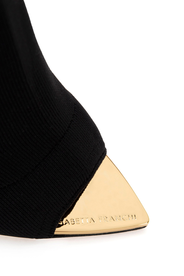 Bottines en tricot avec semelle compensée et bout ouvert - Elisabetta Franchi® Outlet