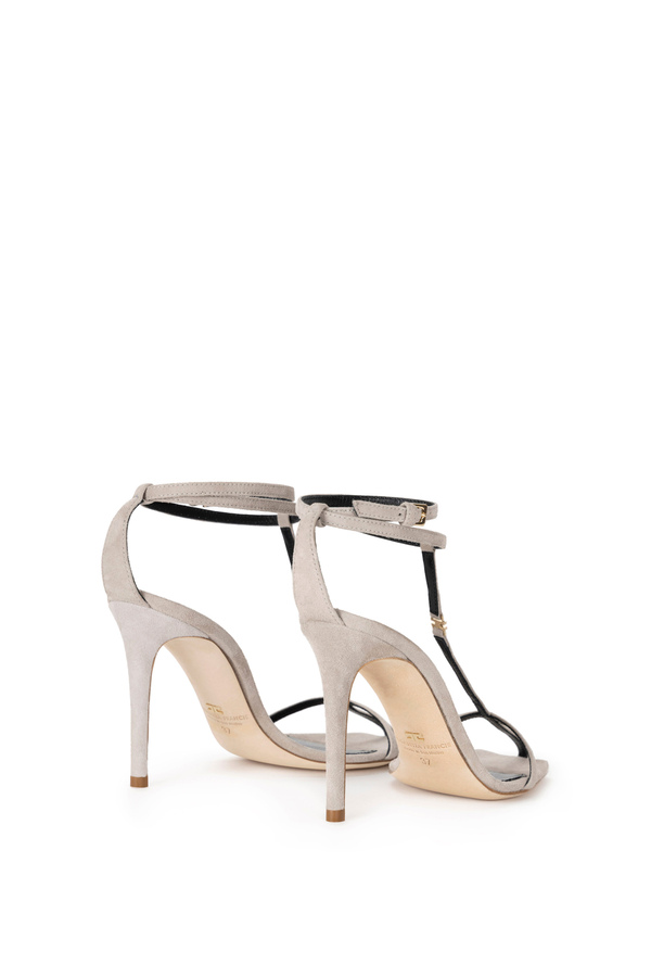 Suede sandals with t-bar - Elisabetta Franchi® Outlet