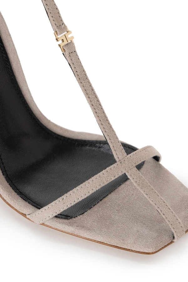 Suede sandals with t-bar - Elisabetta Franchi® Outlet