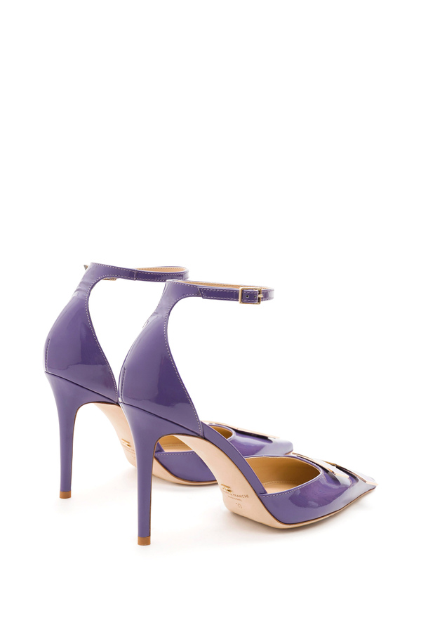 Pumps with de-constructed logo and ankle strap - Elisabetta Franchi® Outlet