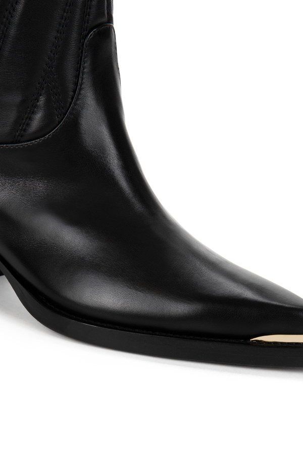 Texan boots with embroidered leg and gold toe cap - Elisabetta Franchi® Outlet