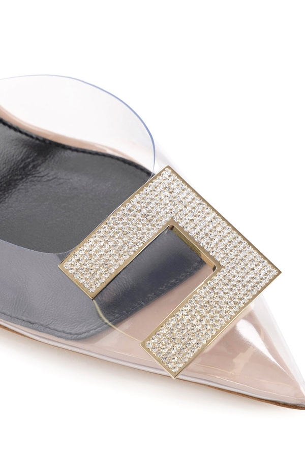 Slingback in vernice e PVC con logo strass - Elisabetta Franchi® Outlet