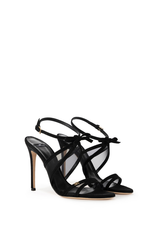 Suede sandals with bow - Elisabetta Franchi® Outlet