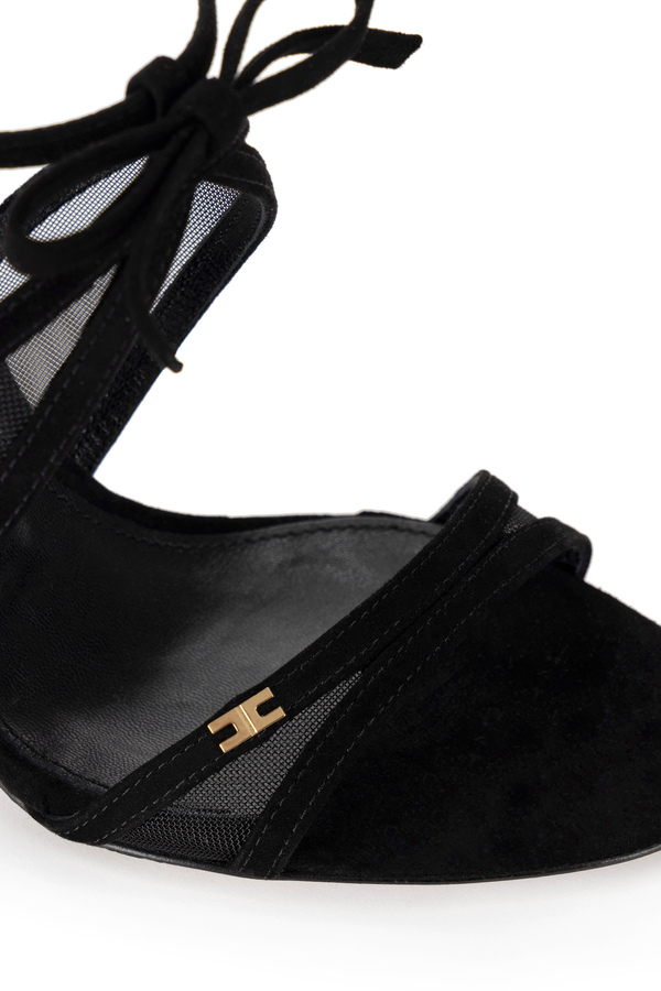 Suede sandals with bow - Elisabetta Franchi® Outlet