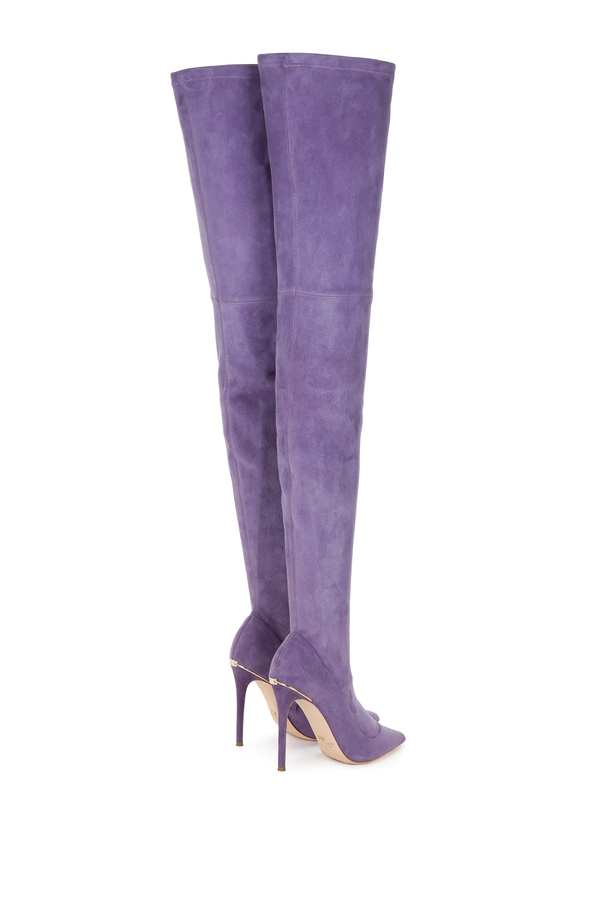 Suede over-the-knee boots - Elisabetta Franchi® Outlet