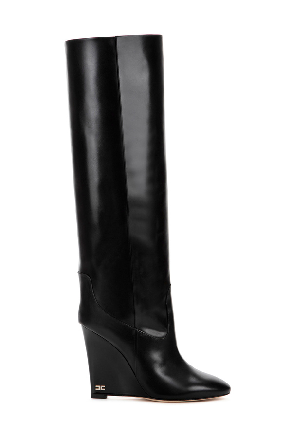Tube boot with lacquered wedge - Elisabetta Franchi® Outlet