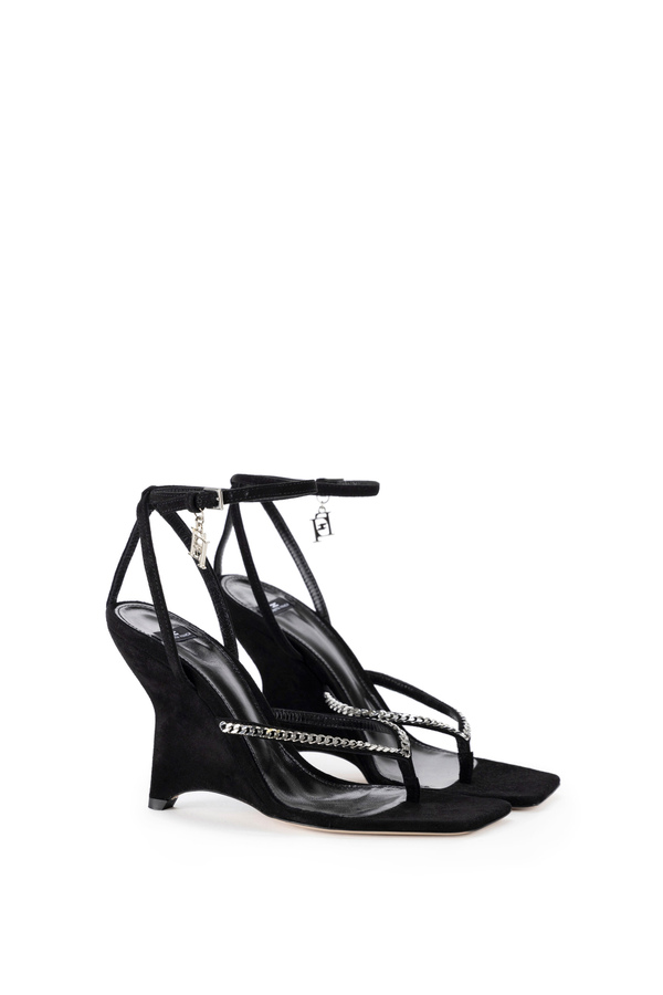 Suede sandals with wedge - Elisabetta Franchi® Outlet
