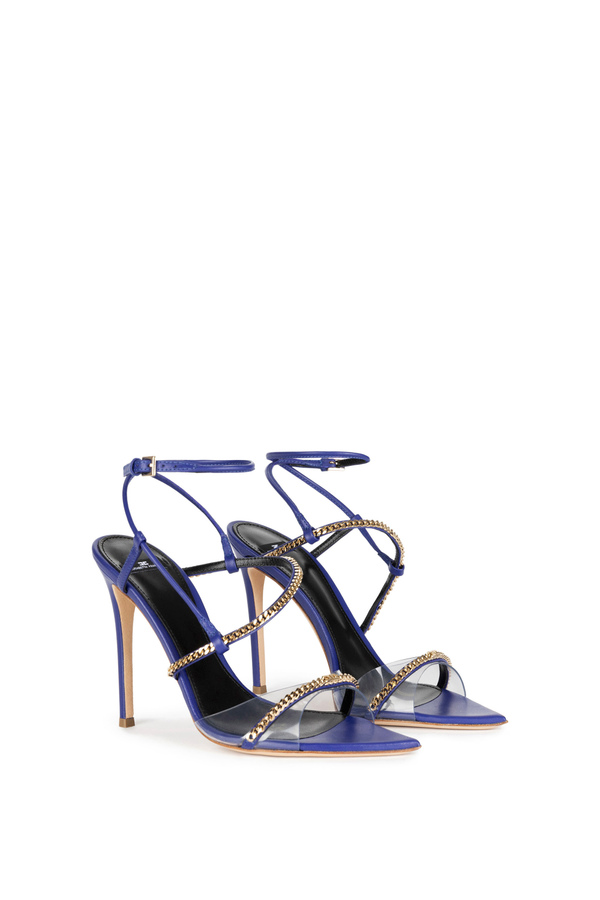 Leather sandals with groumette - Elisabetta Franchi® Outlet