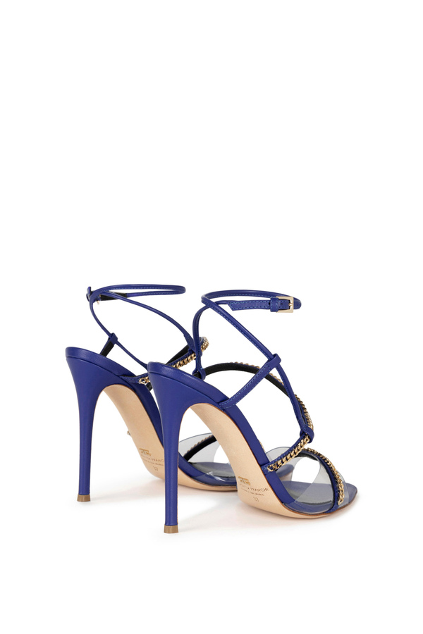 Leather sandals with groumette - Elisabetta Franchi® Outlet