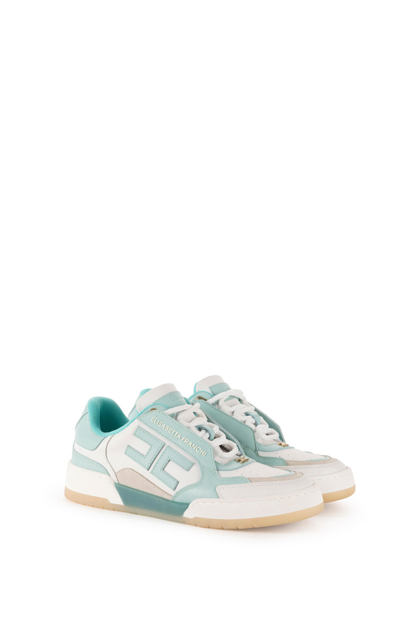 Leather sneakers with embroidered logo - Elisabetta Franchi® Outlet