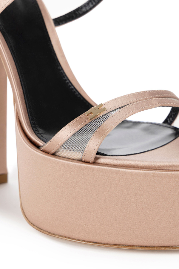 Satin platform sandals with bow - Elisabetta Franchi® Outlet