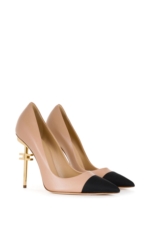 Two-tone sculpted heel pumps with logo - Elisabetta Franchi® Outlet