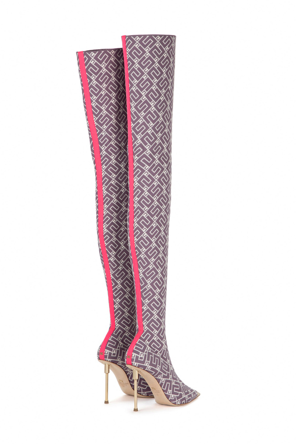 Jacquard over-the-knee boots - Elisabetta Franchi® Outlet