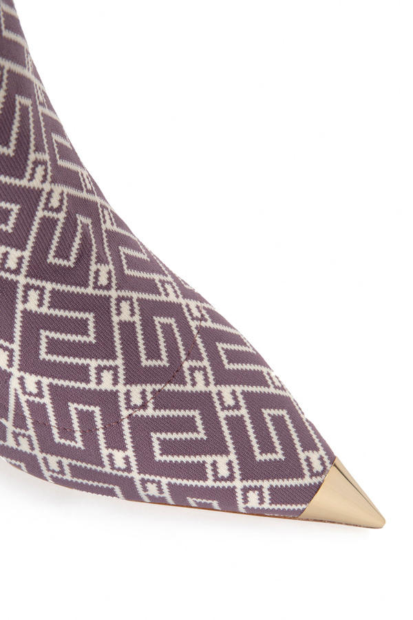 Jacquard over-the-knee boots - Elisabetta Franchi® Outlet