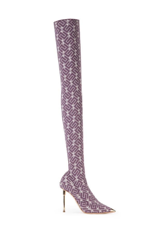 Jacquard over-the-knee boots - Elisabetta Franchi® Outlet