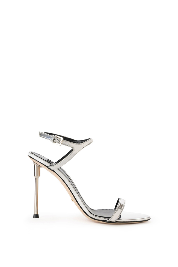 Metallic leather sandals - Elisabetta Franchi® Outlet