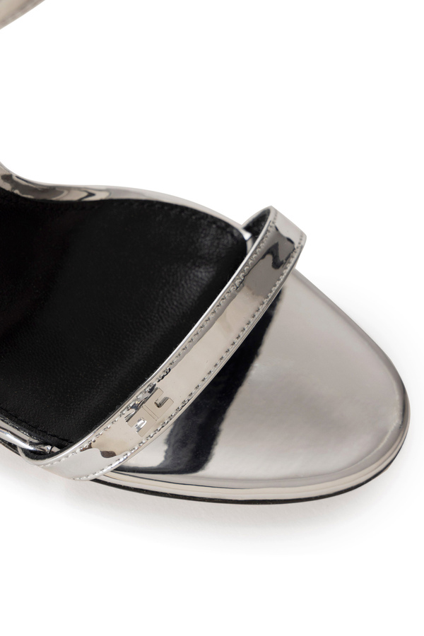 Metallic leather sandals - Elisabetta Franchi® Outlet