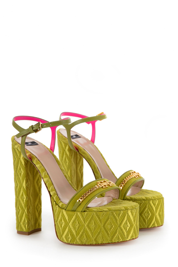 Velvet platform sandal - Elisabetta Franchi® Outlet
