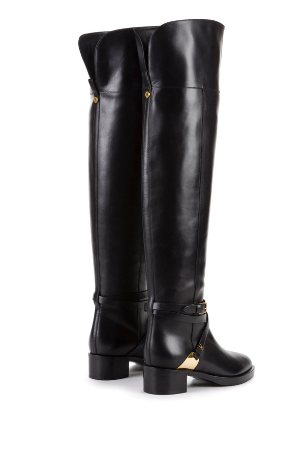 Equestrian style boots with crossover strap - Elisabetta Franchi® Outlet