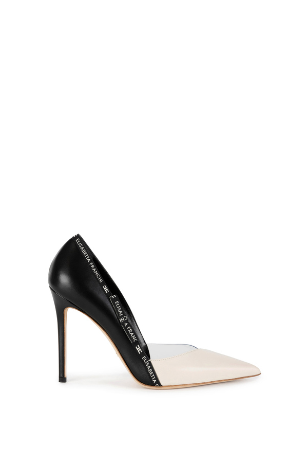 Décolleté in pelle con nastro logato - Elisabetta Franchi® Outlet