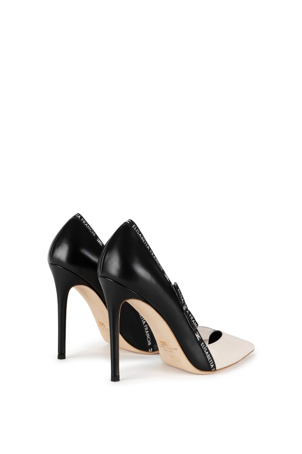 Décolleté in pelle con nastro logato - Elisabetta Franchi® Outlet