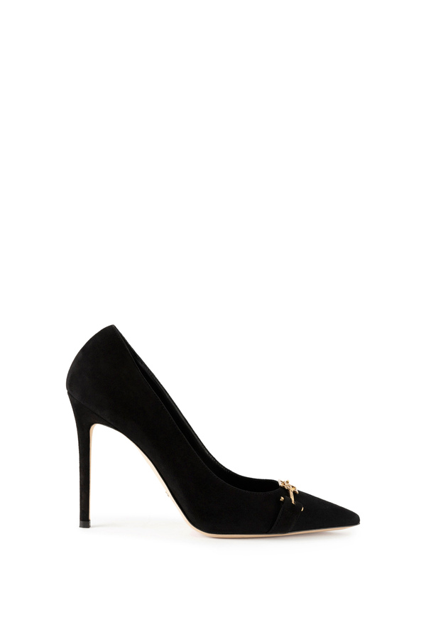 Décolleté in camoscio con morsetto - Elisabetta Franchi® Outlet