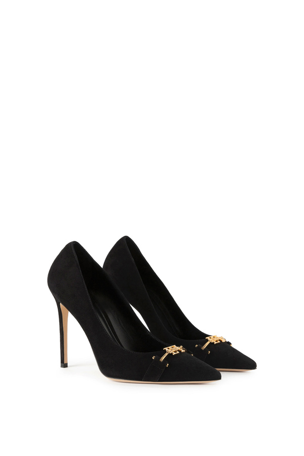 Décolleté in camoscio con morsetto - Elisabetta Franchi® Outlet
