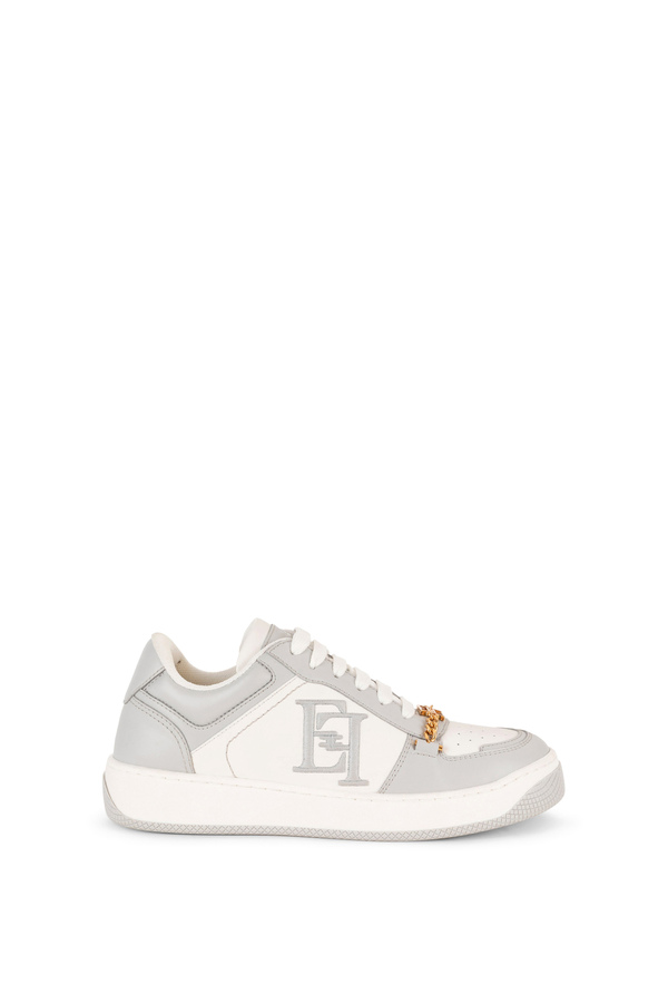 Sneakers in pelle con logo ricamato - Elisabetta Franchi® Outlet
