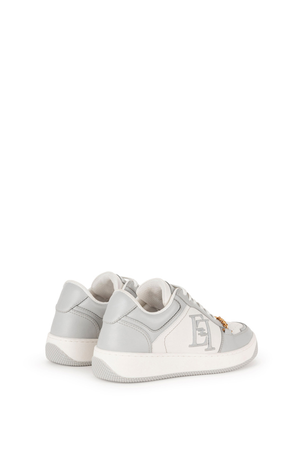 Sneakers in pelle con logo ricamato - Elisabetta Franchi® Outlet