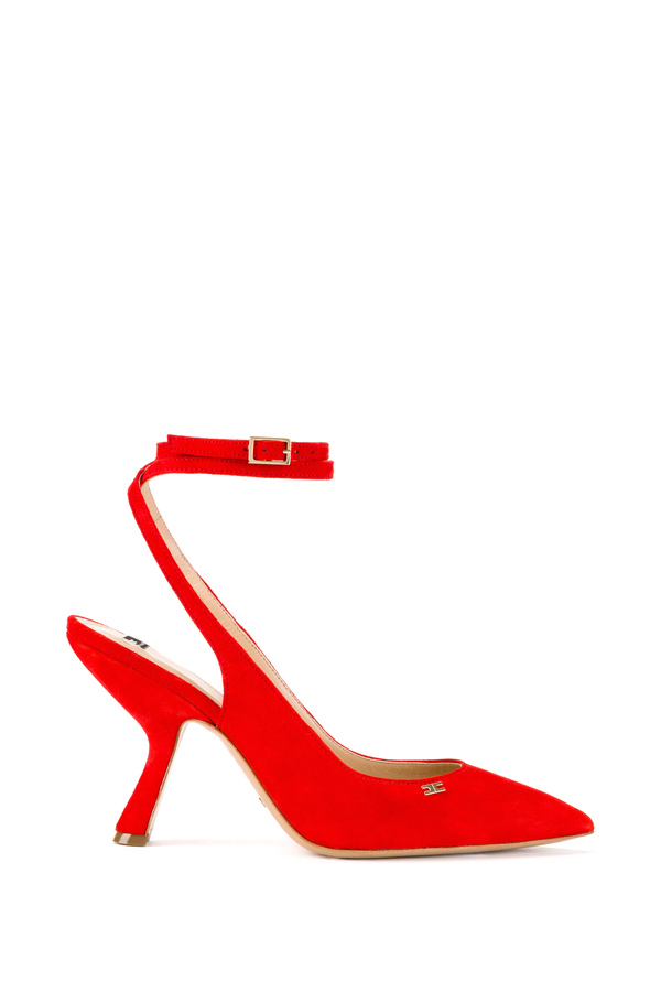 Suede slingback sandals with straps - Elisabetta Franchi® Outlet