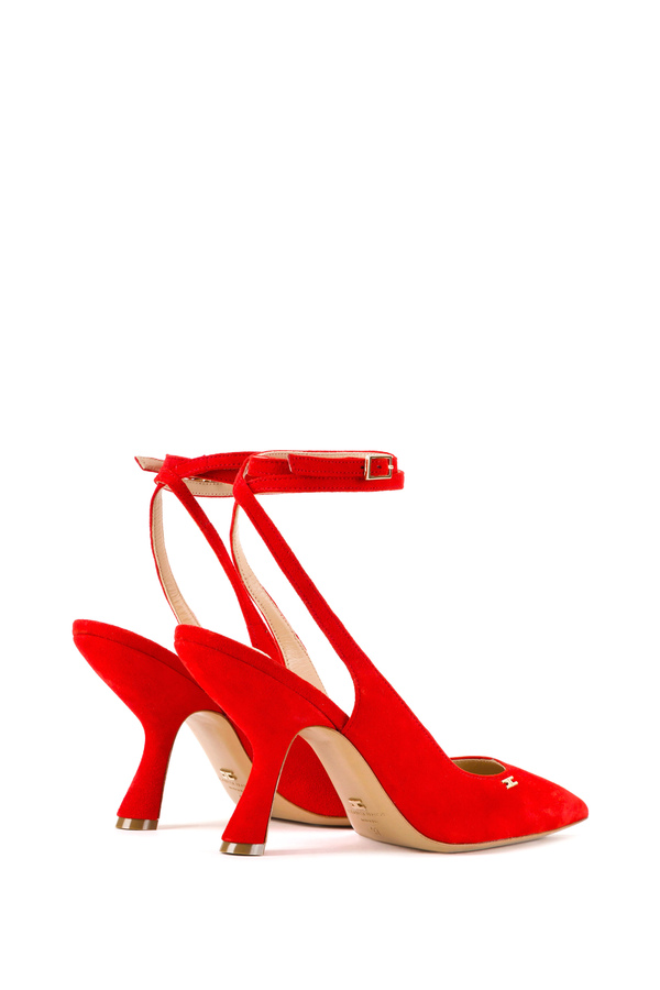 Suede slingback sandals with straps - Elisabetta Franchi® Outlet