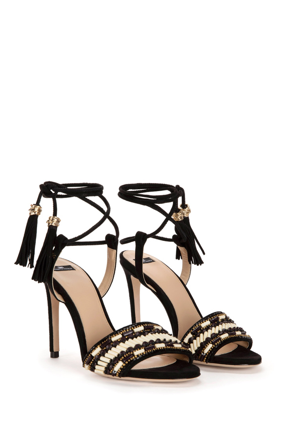 Sandal with embroidered front - Elisabetta Franchi® Outlet
