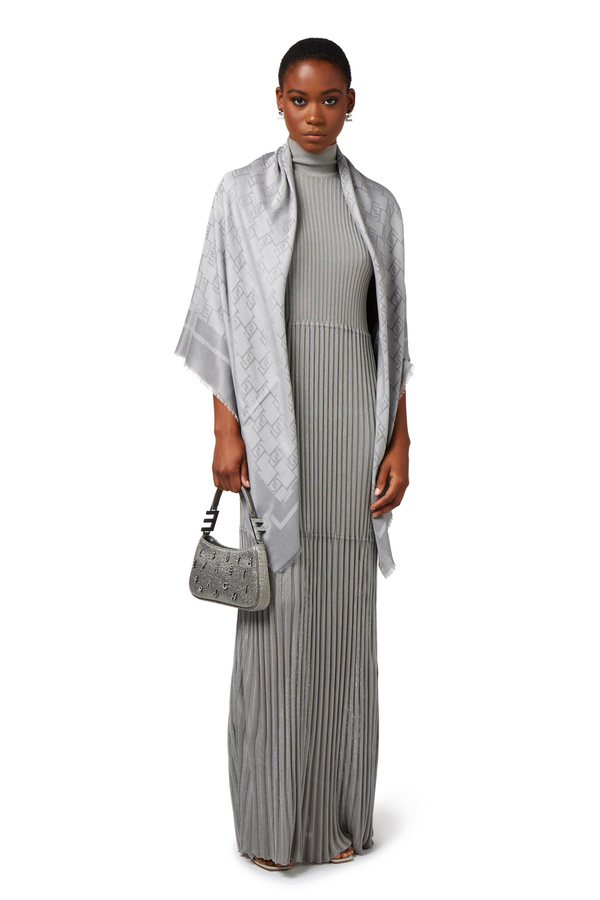 Jacquard lurex viscose pashmina scarf - Elisabetta Franchi® Outlet