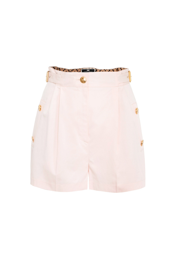 Shorts with waistband and two golden metal buckles - Elisabetta Franchi® Outlet