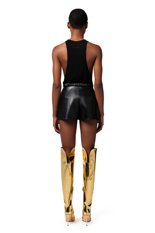 Shorts in synthetic material with belt - Elisabetta Franchi® Outlet