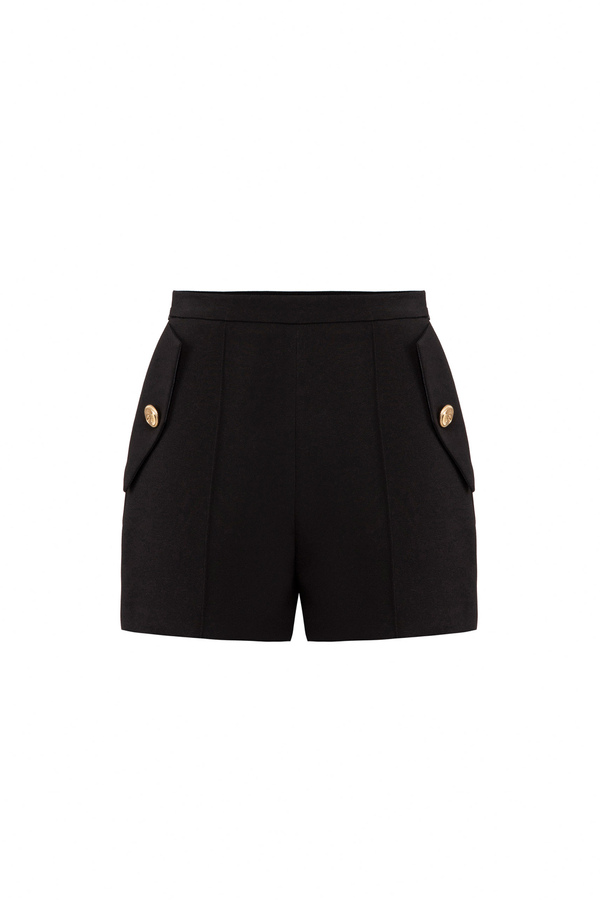 Shorts aus Crêpe mit Gürtel - Elisabetta Franchi® Outlet