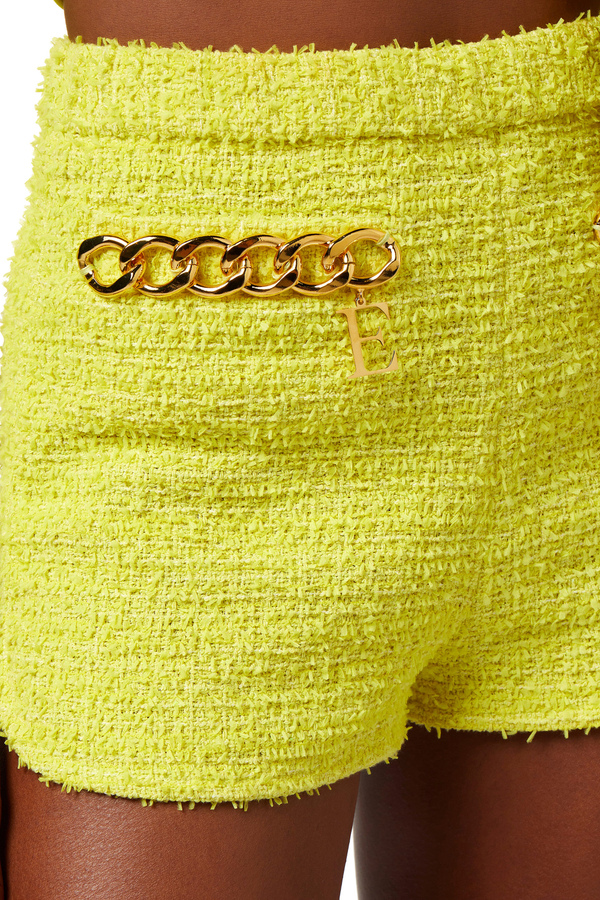 Tweed shorts with maxi chain - Elisabetta Franchi® Outlet
