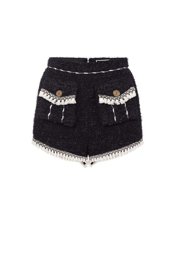Shorts aus ausgefranstem Tweed - Elisabetta Franchi® Outlet