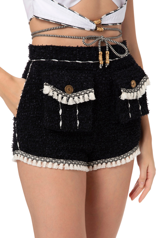 Frayed tweed shorts - Elisabetta Franchi® Outlet