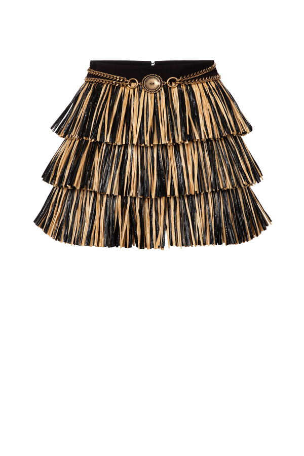 Raffia shorts with fringes - Elisabetta Franchi® Outlet