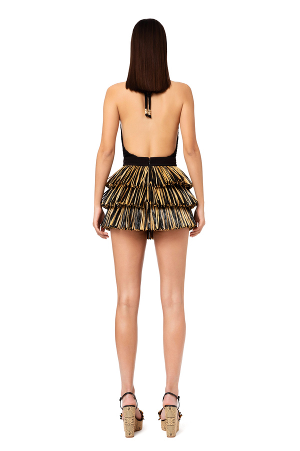 Raffia shorts with fringes - Elisabetta Franchi® Outlet
