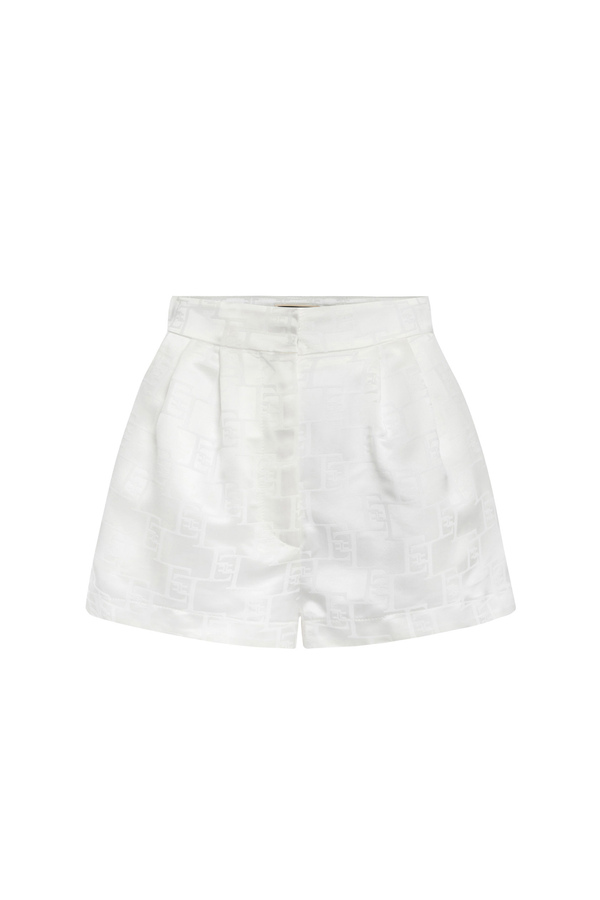 Shorts in jacquard satin with darts - Elisabetta Franchi® Outlet