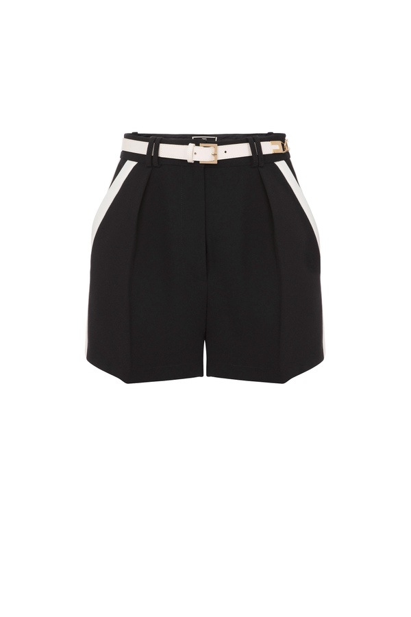 Shorts bicolor con pinzas - Elisabetta Franchi® Outlet